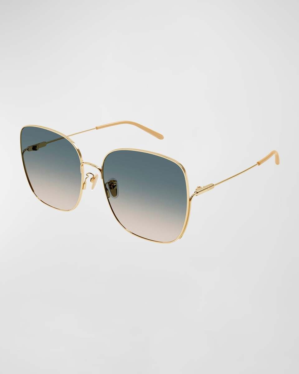 Gradient Square Metal Sunglasses